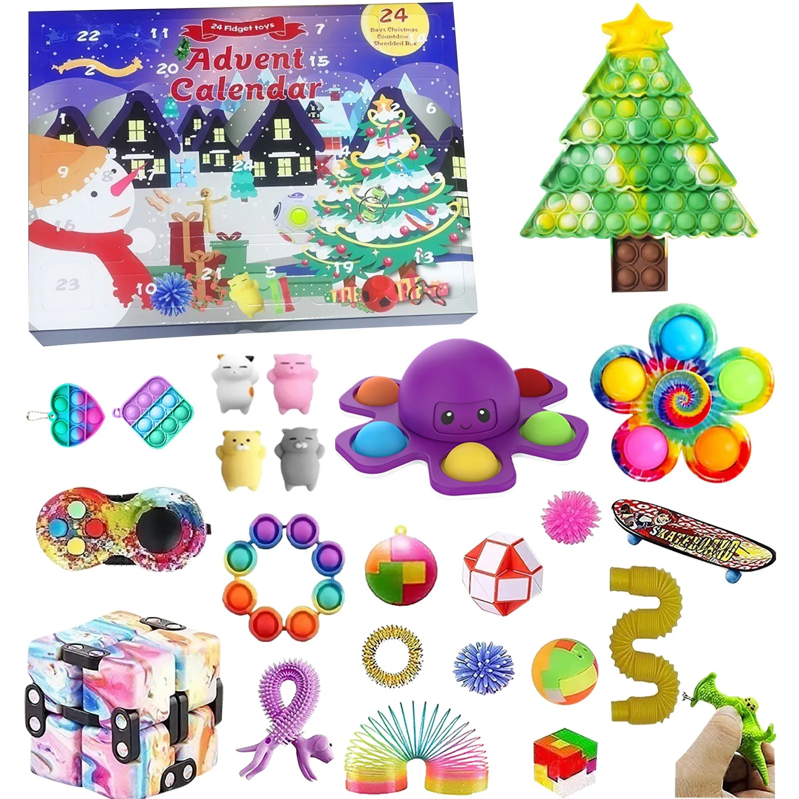 

Fidget Toys 24 Days Christmas Advent Calendar Pack Anti Stress Toys Kit Stress Relief Figet Toy Blind Box Kids Christmas Gift
