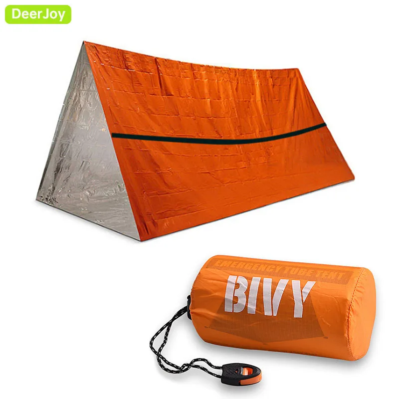 

Emergency Tent Survival Tent 2 Person Waterproof for Hiking Survival Kit Survival Shelter Disaster Kit Tube Tent with Whistle