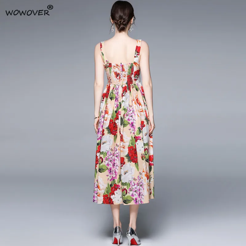 Elegant Summer Prairie Chic Floral Print Spaghetti Strap Dress Women Runway Fashion Designers Aline Long Holiday Party Vestidos
Elegant Summer Prairie Chic Floral Print Spaghetti Strap Dress Women Runway Fashion Designers Aline Long Holiday Party Vestidos
