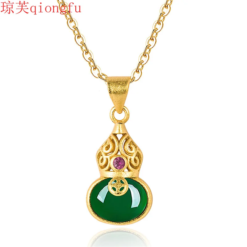 Qiongfu necklaces for women's neck chain gold inlaid jade small gourd pendant magic amulets Woman fashion Natural stone pendants
Qiongfu necklaces for women's neck chain gold inlaid jade small gourd pendant magic amulets Woman fashion Natural stone pendants