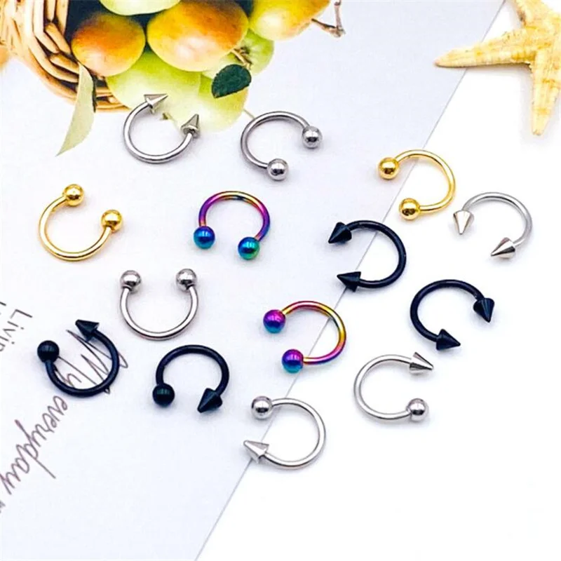 1piece Fashion stainless steel Horseshoe Fake Nose Ring C Clip BCR Septum Lip Piercing Falso Rings Hoop For Women Men - купить по