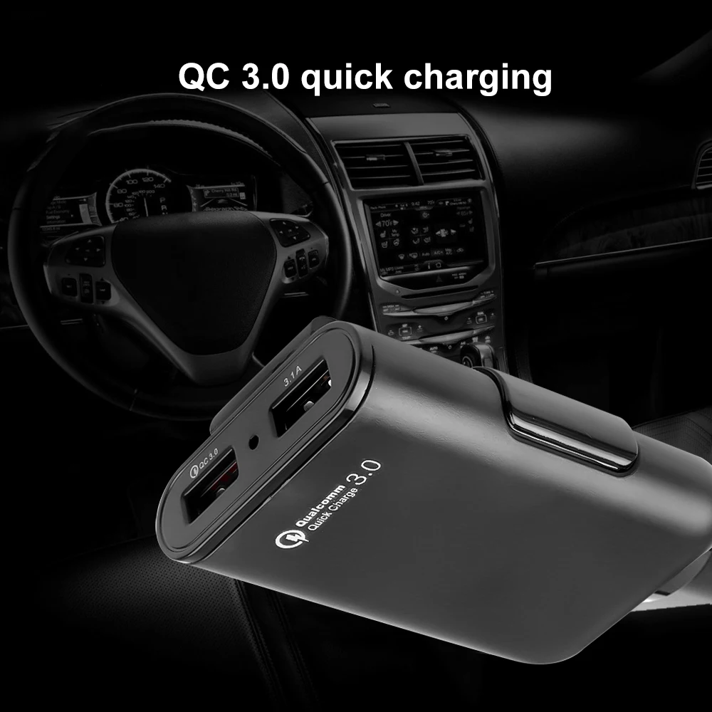 Автомобильное зарядное устройство с 4 USB-портами быстрая зарядка QC3.0 футов