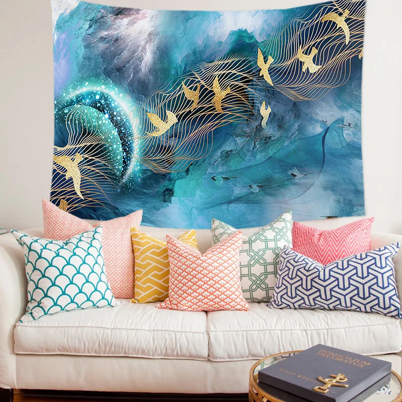 Printed Tapestry Ink Painting Wall Hanging for Living Room Bohemia Home Wall Decoration Gold Stripe Home Decor Wall Tapestry
Printed Tapestry Ink Painting Wall Hanging for Living Room Bohemia Home Wall Decoration Gold Stripe Home Decor Wall Tapestry
