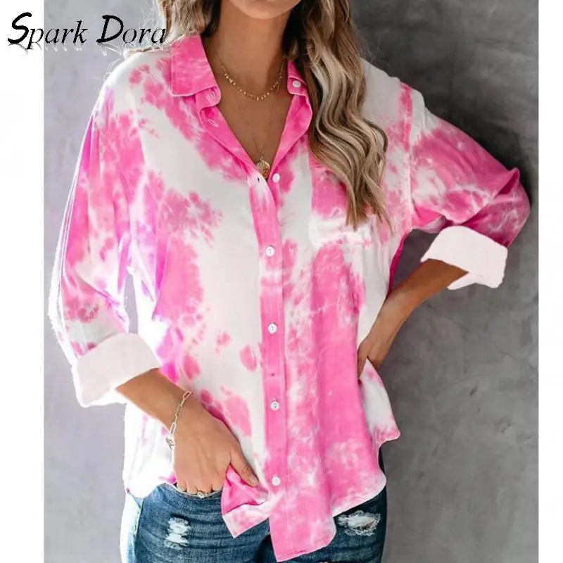 Womens Tops And Blouses Streetwear Gradient Printing Button Tie Dye Loose Casual Turn-down Collar Long Sleeve Women Clothing
Womens Tops And Blouses Streetwear Gradient Printing Button Tie Dye Loose Casual Turn-down Collar Long Sleeve Women Clothing