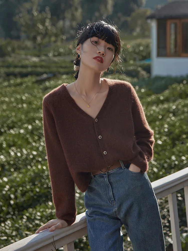 French retro raccoon fur V-neck knitted cardigan 2021 autumn and winter lazy style sweater jacket women
French retro raccoon fur V-neck knitted cardigan 2021 autumn and winter lazy style sweater jacket women