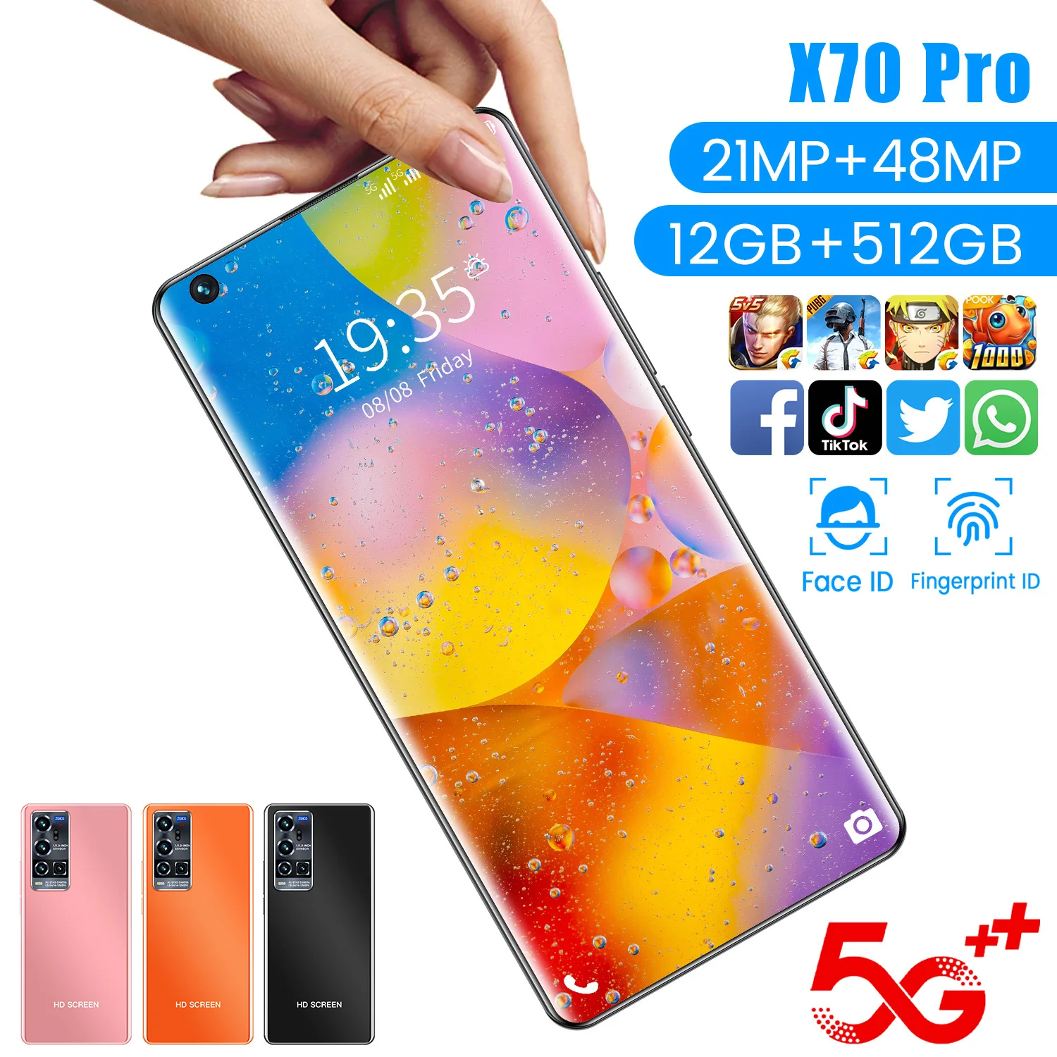 New Global Version 7.5Inch X70Pro 10core Smartphone 5600mAh Android 10.0 Face Unlock Cellphone12+512GB 4G 5G Network Mobilephone
New Global Version 7.5Inch X70Pro 10core Smartphone 5600mAh Android 10.0 Face Unlock Cellphone12+512GB 4G 5G Network Mobilephone