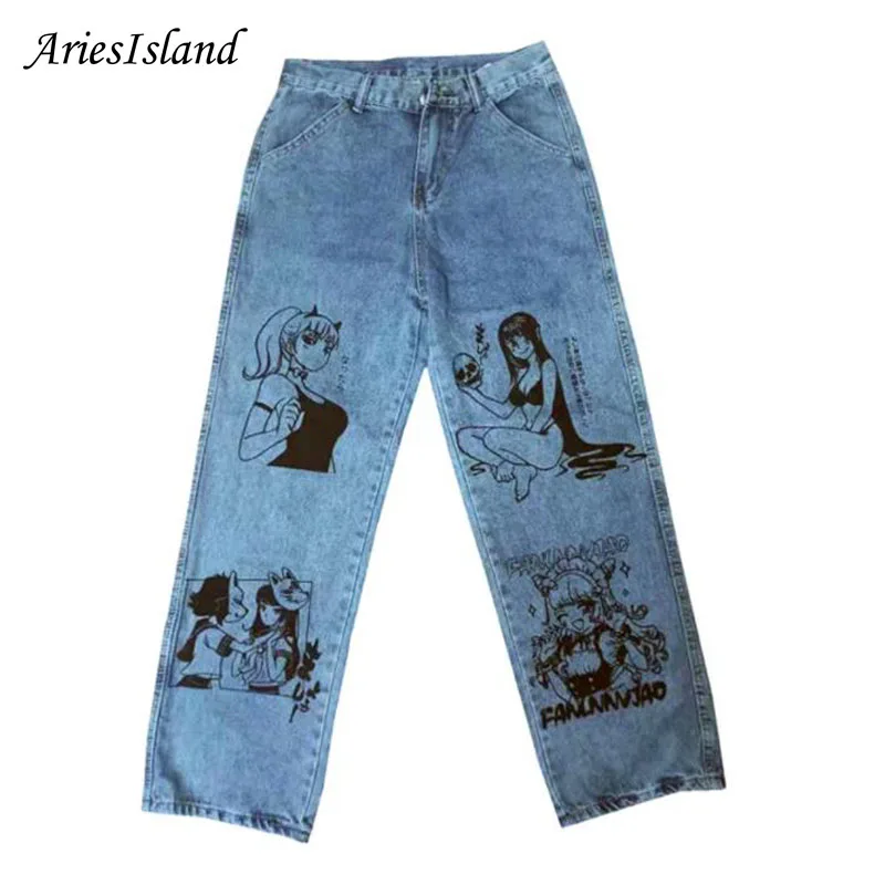 Jeans Women Cartoon Anime printing Jeans Fashion Harajuku Streetwear Vintage baggy jeans Denim trousers Capris pants Casual
Jeans Women Cartoon Anime printing Jeans Fashion Harajuku Streetwear Vintage baggy jeans Denim trousers Capris pants Casual