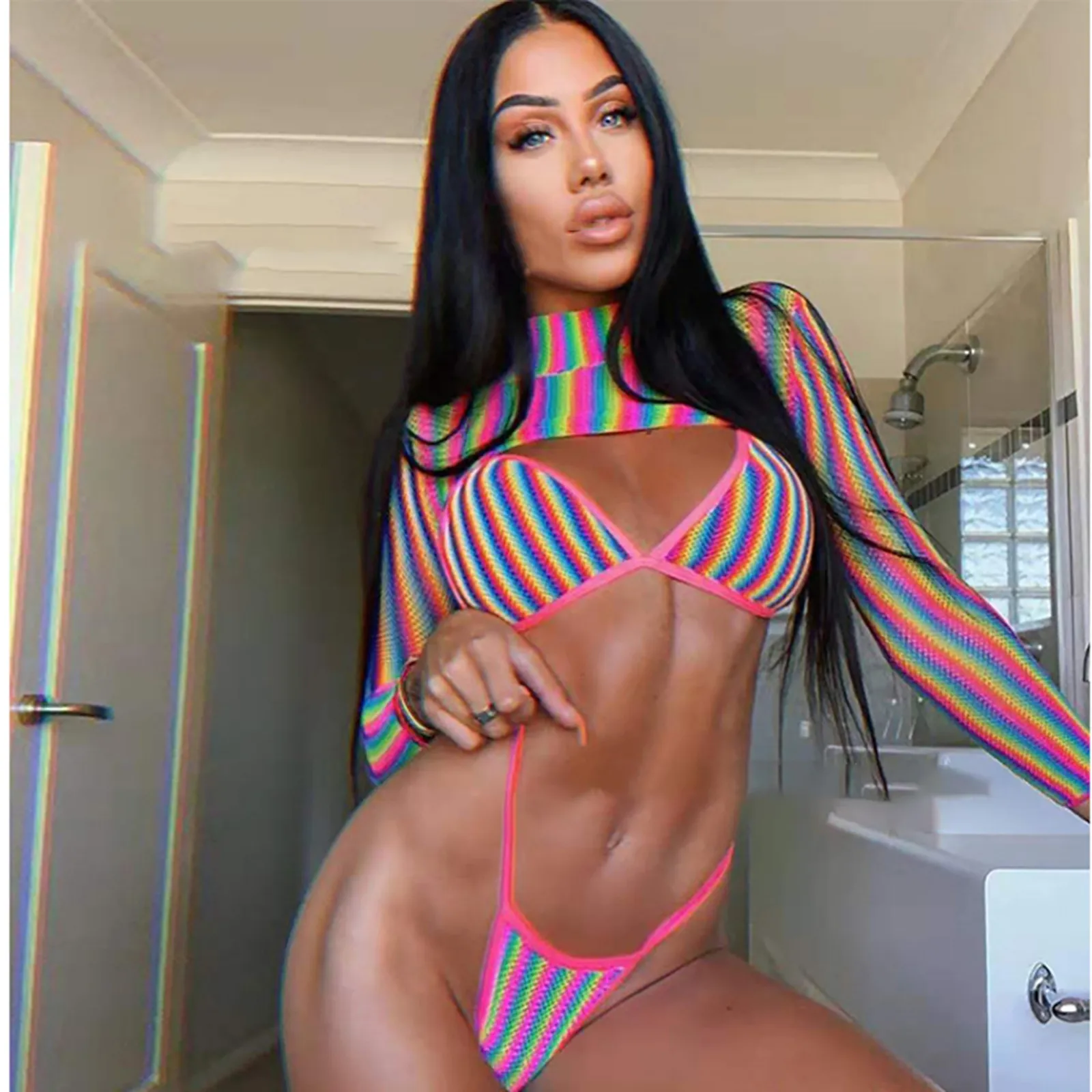 Women's Sexy One-piece Stripe Print Swimwear Swimsuit Bikini Swimming Beachwear Female Swimwear Women Mini Thong Bikini 2021 
Women's Sexy One-piece Stripe Print Swimwear Swimsuit Bikini Swimming Beachwear Female Swimwear Women Mini Thong Bikini 2021