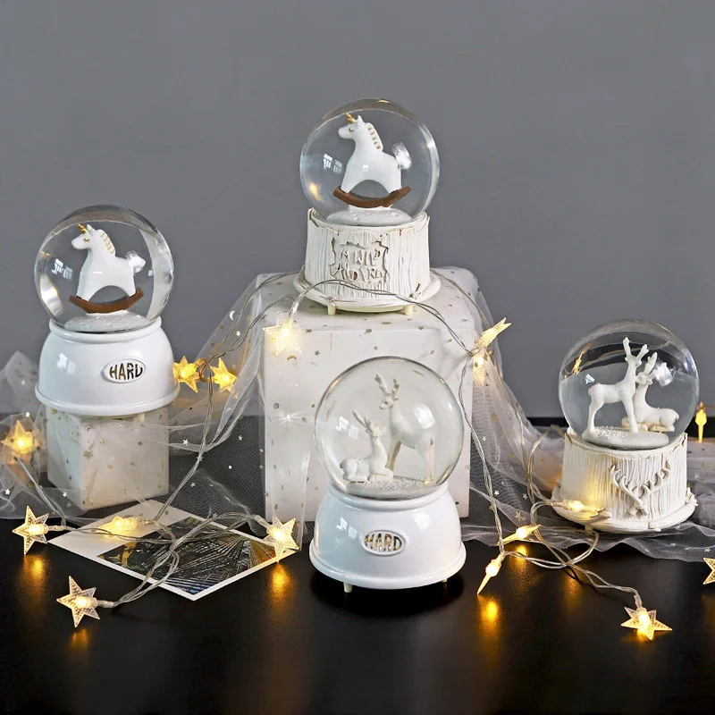 Creative resin snow shining crystal ball music box student gift craft gift sky city music box
Creative resin snow shining crystal ball music box student gift craft gift sky city music box