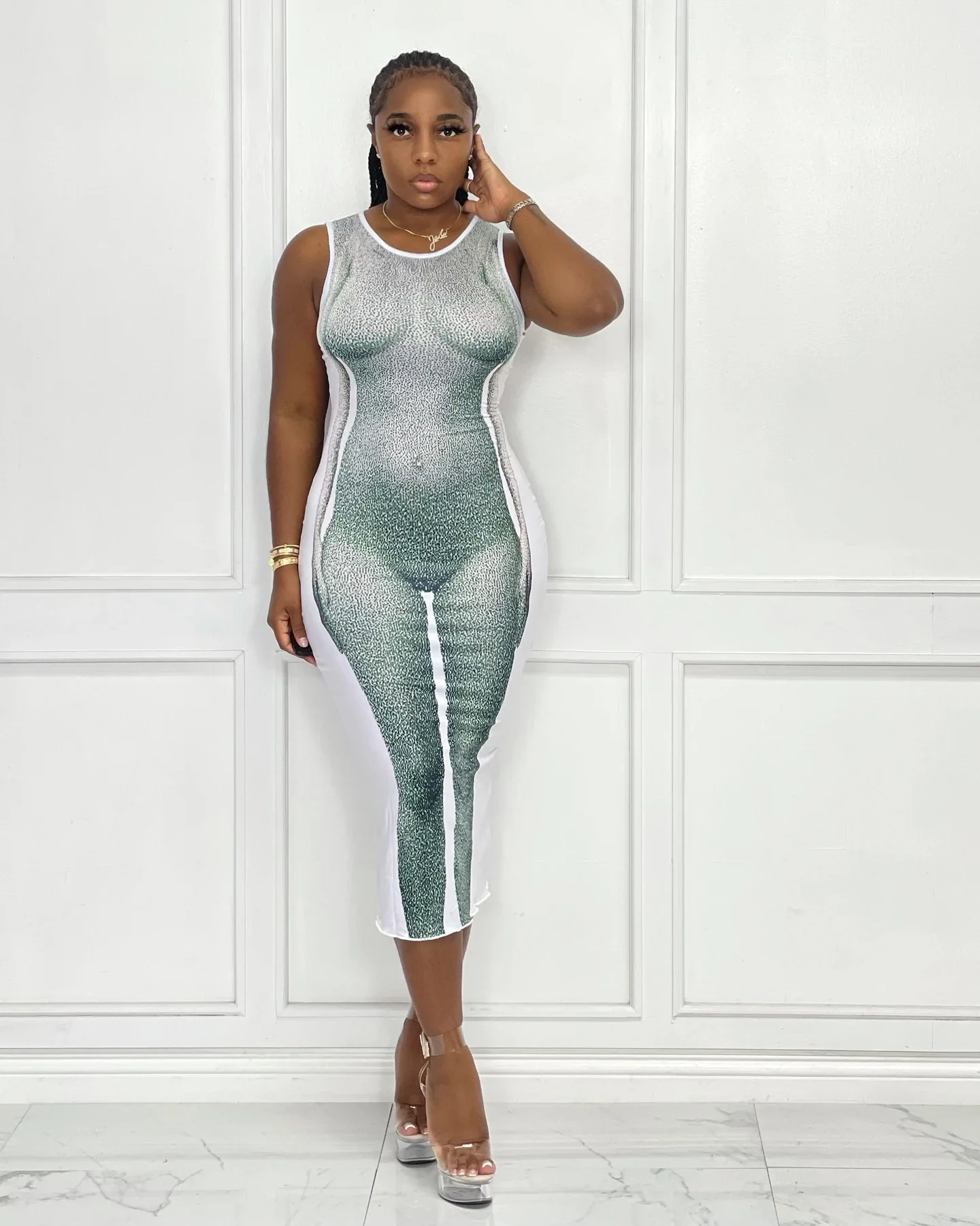 Ladies Pattern Dress Fashion Body Print Sleeveless Slim Dress Casual Long Street Commuter Dress Women
Ladies Pattern Dress Fashion Body Print Sleeveless Slim Dress Casual Long Street Commuter Dress Women