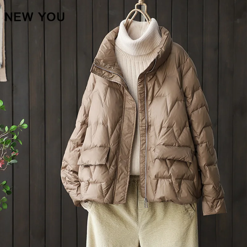 Autumn Casual Short Outwear Stand Collar pocket Harajuku Down Coat Womens Winter Warm Cotton Jackets Lightweight Parka
Autumn Casual Short Outwear Stand Collar pocket Harajuku Down Coat Womens Winter Warm Cotton Jackets Lightweight Parka
