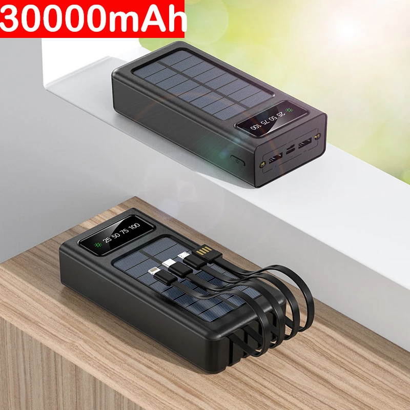 30000mAh Solar Power Bank Portable Charger External Battery Pack Powerbank For iPhone Xiaomi Huawei Samsung Poverbank with Cable
30000mAh Solar Power Bank Portable Charger External Battery Pack Powerbank For iPhone Xiaomi Huawei Samsung Poverbank with Cable
