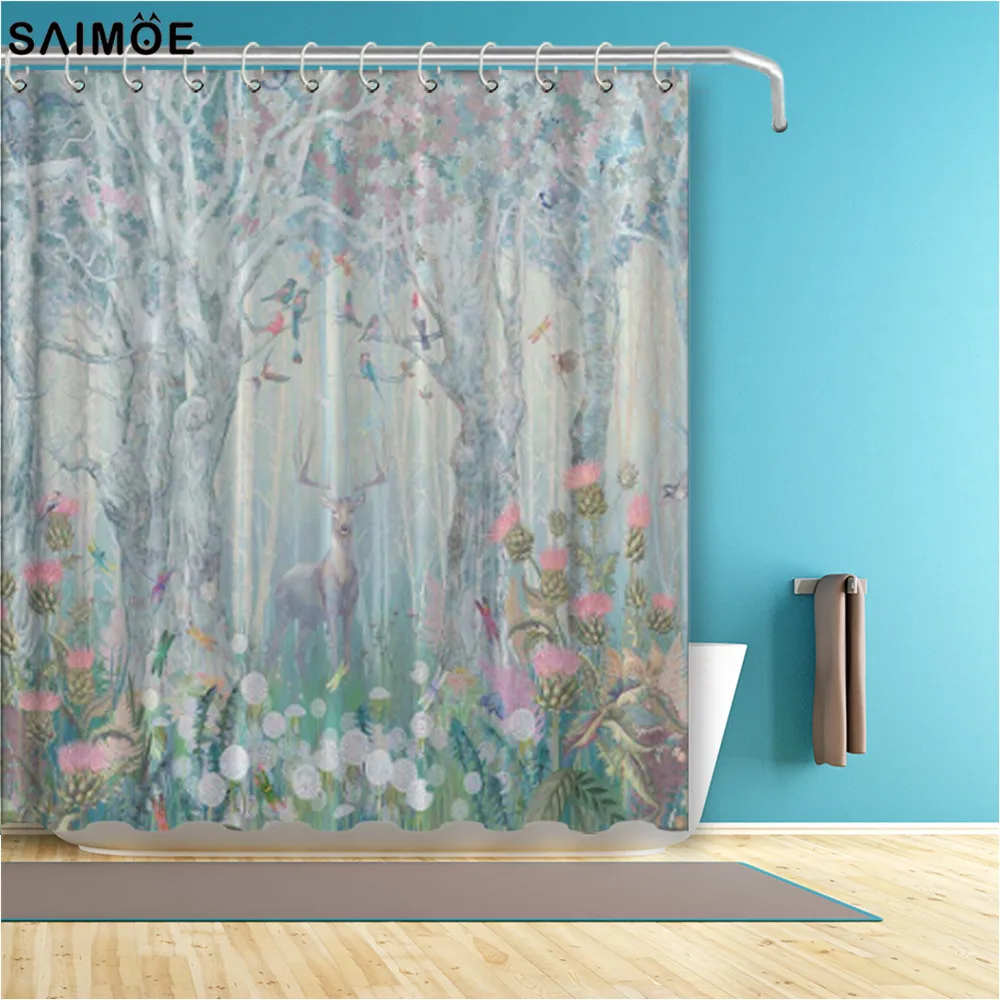 Elk in Fanstry Forest with Flowers Birds Butterflies Dragonflies Fabric Curtains for Bathroom
Elk in Fanstry Forest with Flowers Birds Butterflies Dragonflies Fabric Curtains for Bathroom