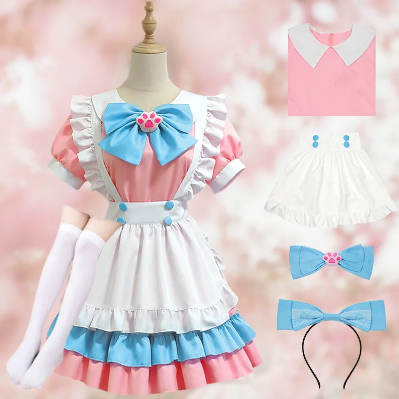 Anime Cute Women's Gothic Lolita Maid Dress Japanese Harajuku Pink Short Sleeves Sweet Dress Fairy Vestidos Cosplay Costume
Anime Cute Women's Gothic Lolita Maid Dress Japanese Harajuku Pink Short Sleeves Sweet Dress Fairy Vestidos Cosplay Costume