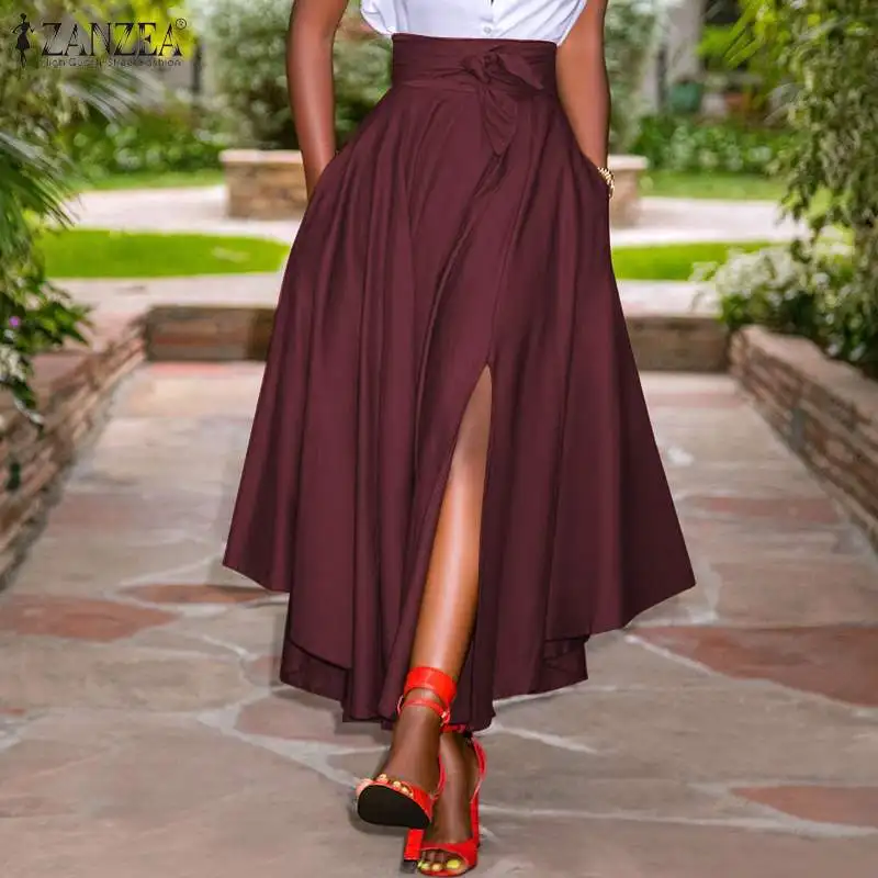 Women's High Split Sundress ZANZEA Stylish Irregular Skirts High Waist Maxi Vestidos Female Solid Robe Faldas Saia
Women's High Split Sundress ZANZEA Stylish Irregular Skirts High Waist Maxi Vestidos Female Solid Robe Faldas Saia