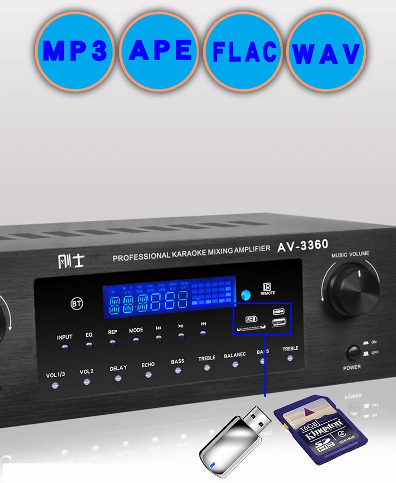 Vogue AV-3360 180W*2 4-16ohm 220V AV High Power Home Amplifier Karaoke Professional KTV Heavy Bass HIFI Amplifier Audio
Vogue AV-3360 180W*2 4-16ohm 220V AV High Power Home Amplifier Karaoke Professional KTV Heavy Bass HIFI Amplifier Audio