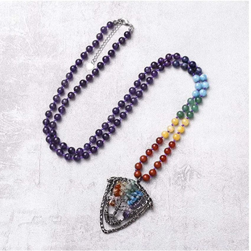 Copper Plated Wire Wrap Tree of Life Rainbow Stone Pendant Long Beads Chain Necklace Healing Chakra Jewelry
Copper Plated Wire Wrap Tree of Life Rainbow Stone Pendant Long Beads Chain Necklace Healing Chakra Jewelry