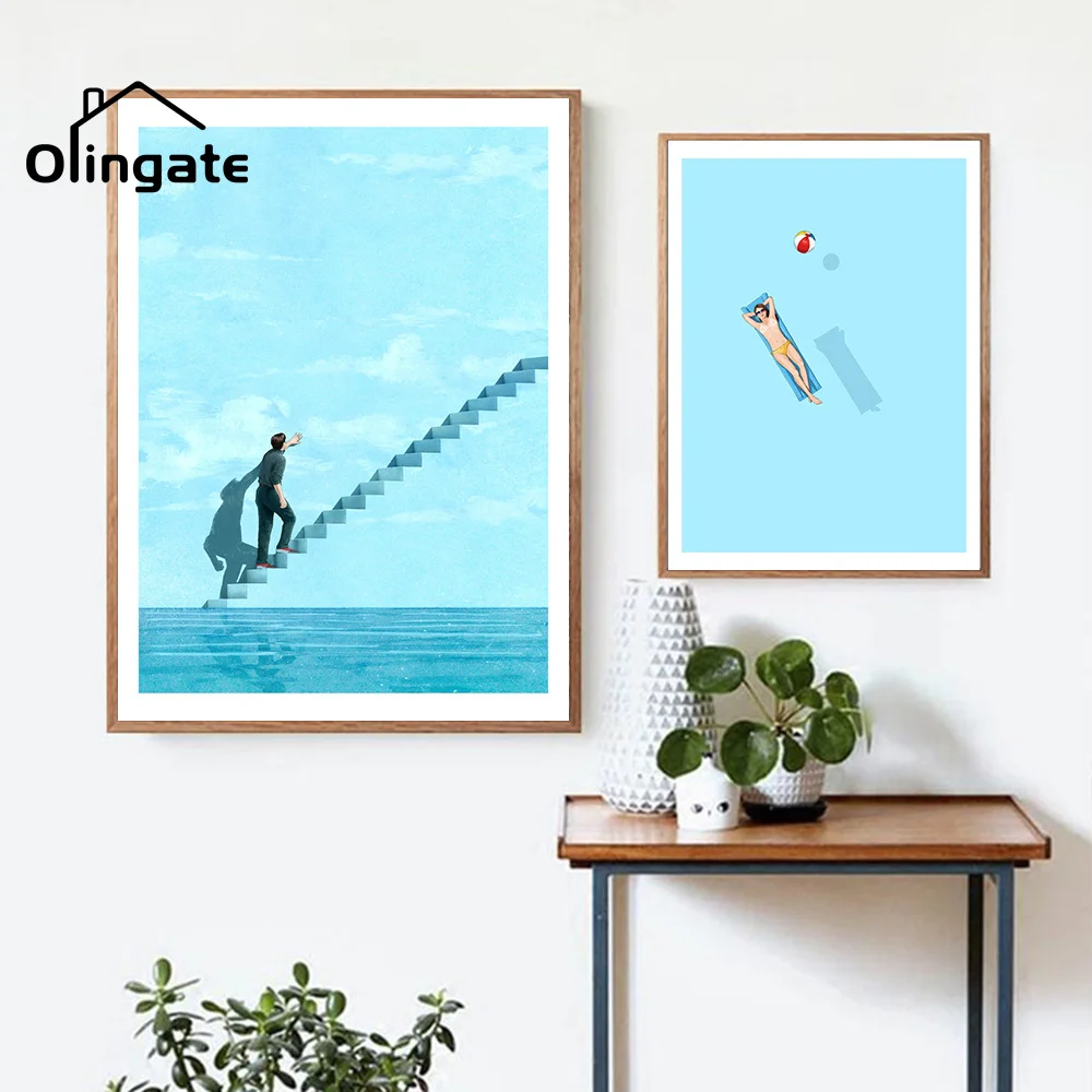 Cartoon Ins Style Daydreamer Painting Posters and Prints Nordic Blue Pool Float Under The Sun One Piece Canvas Art for Bathroom
Cartoon Ins Style Daydreamer Painting Posters and Prints Nordic Blue Pool Float Under The Sun One Piece Canvas Art for Bathroom