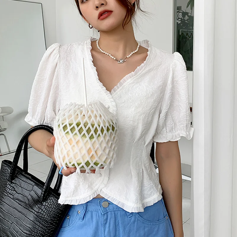 Elegant Print Short Blouse Women Slim Shirts Temperament V-neck Blusas Mujer Summer Short Sleeve Fungus Woman Crop Tops
Elegant Print Short Blouse Women Slim Shirts Temperament V-neck Blusas Mujer Summer Short Sleeve Fungus Woman Crop Tops