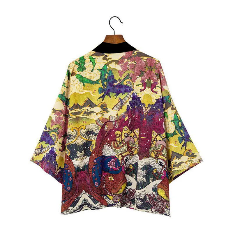 

Japanese Kimonos Cardigan Robe Men Women Printing Causal Sunscreen Clothes Thin Loose Summer Kimonos Yukata Asian Clothes V2046