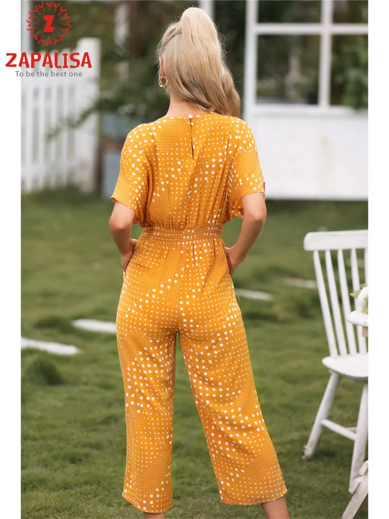 Fashion Women Summer Polka Dot Print Jumpsuits Shrinkage Design V-Neck Short Sleeve Elastic High Waist Casual Loose Jumpsuits
Fashion Women Summer Polka Dot Print Jumpsuits Shrinkage Design V-Neck Short Sleeve Elastic High Waist Casual Loose Jumpsuits