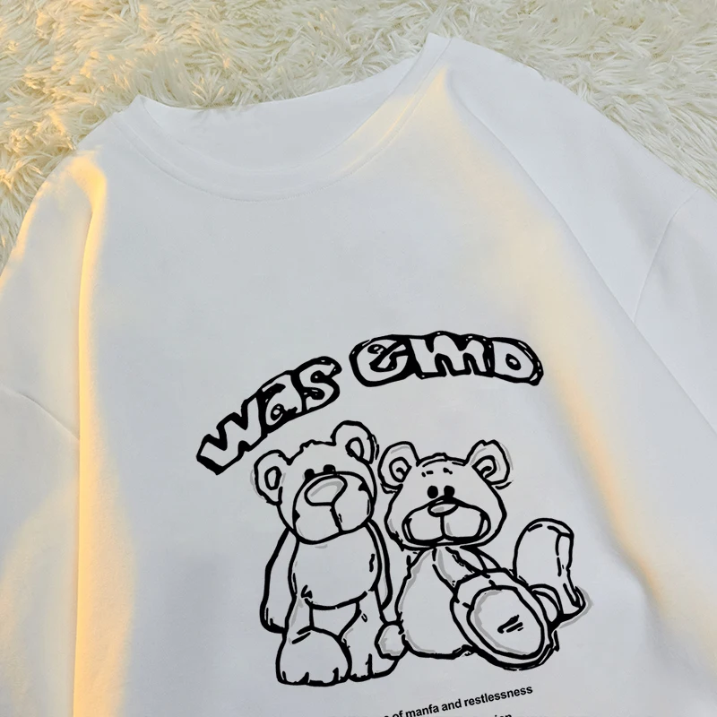 Plus Size T-shirt Women's Summer Tees Cute Bear Print White Black tshirt Korean Girls Harajuku O-neck Loose Tee M-5XL
Plus Size T-shirt Women's Summer Tees Cute Bear Print White Black tshirt Korean Girls Harajuku O-neck Loose Tee M-5XL