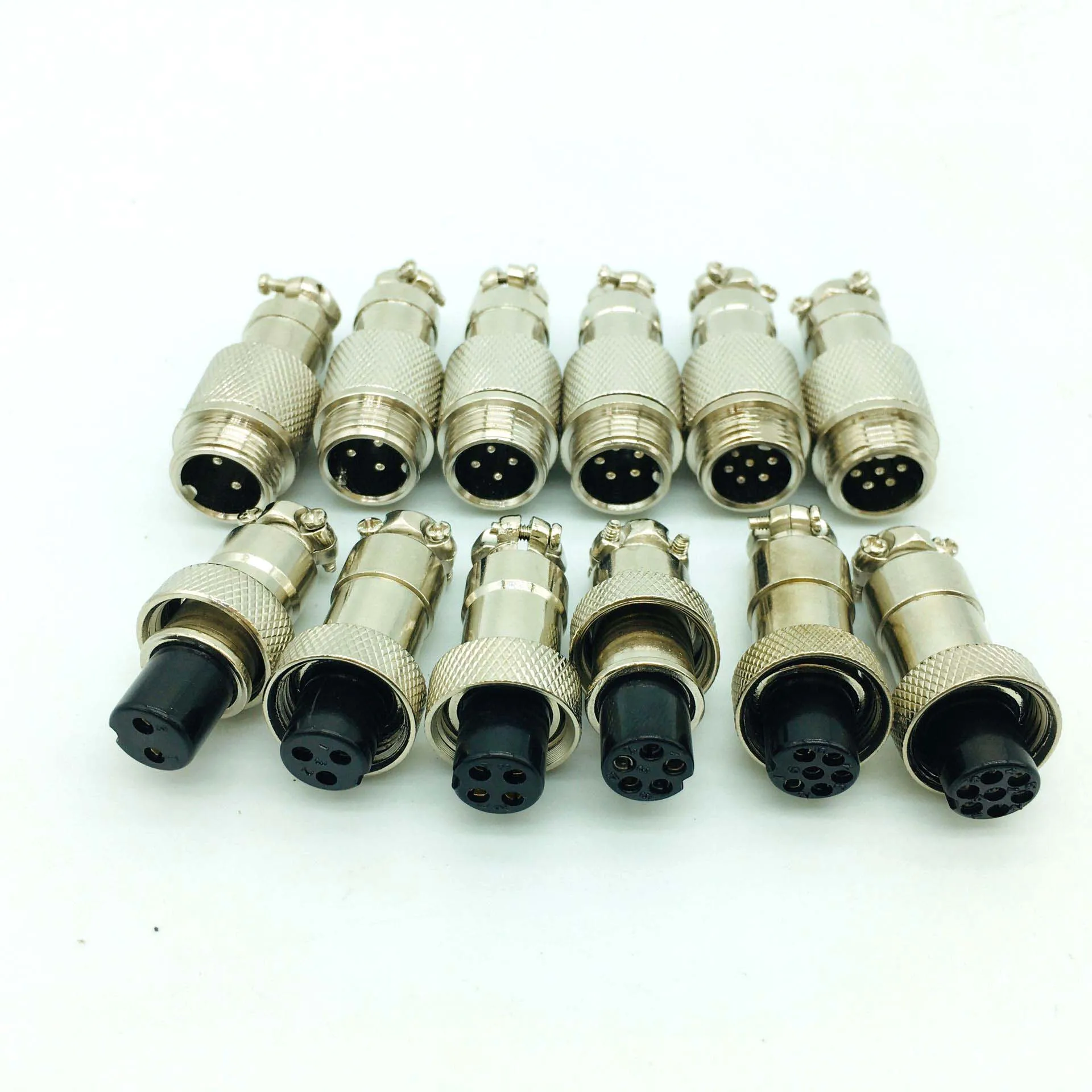 

10 Sets GX12 2 pin 3pin 4pin 5pin 6pin 7Pin Male & Female Circular 12mm Metal Cable Connector Butt Joint Aviation Plug Socket