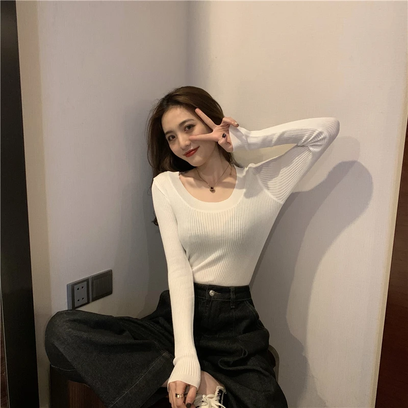Fashion Sweater Women 2021 Niche Design Sense New Big U-neck Versatile Bottoming Top Slim Slimming Long-sleeved Sweater
Fashion Sweater Women 2021 Niche Design Sense New Big U-neck Versatile Bottoming Top Slim Slimming Long-sleeved Sweater