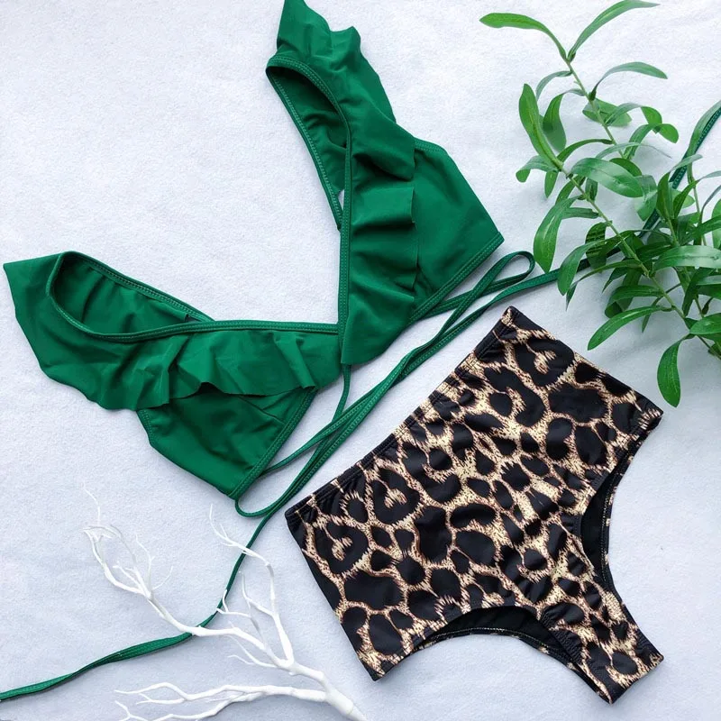 Sexy Bikini With Frilly 20-high Waist Frills, Women's Swimsuit With Leopard Print, Two Pieces, Swimsuit, 5103 popular swimwear.
Sexy Bikini With Frilly 20-high Waist Frills, Women's Swimsuit With Leopard Print, Two Pieces, Swimsuit, 5103 popular swimwear.