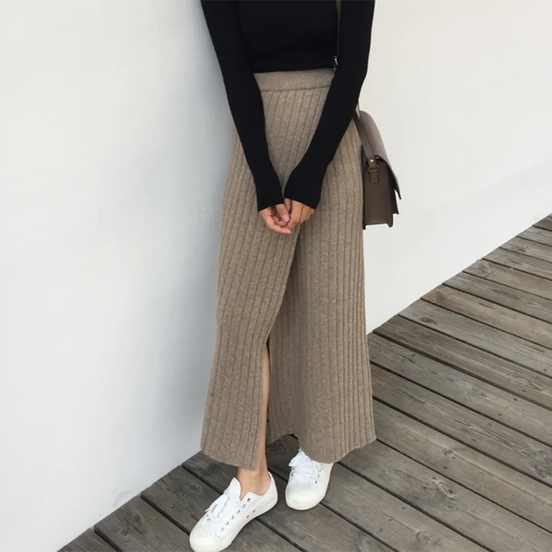 Long Pencil Skirt Women Autumn Winter Knitted Skirt High Elastic Waist Office Lady Open Split Casual Vintage Maxi Skirt V977
Long Pencil Skirt Women Autumn Winter Knitted Skirt High Elastic Waist Office Lady Open Split Casual Vintage Maxi Skirt V977