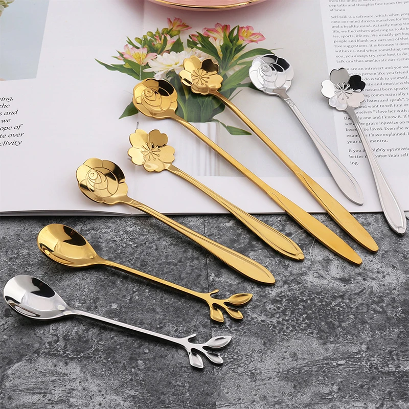 Stainless Steel Spoon Cherry Blossom Rose Dessert Spoon Fork Coffee Mixing Spoon Kitchen Ice Cream Creative Tableware
Stainless Steel Spoon Cherry Blossom Rose Dessert Spoon Fork Coffee Mixing Spoon Kitchen Ice Cream Creative Tableware