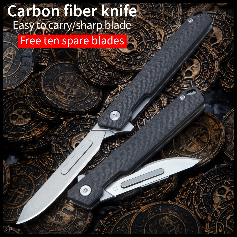 Carbon fiber folding knife outdoor tactical survival hunting camp EDC portable self-defense knife
Carbon fiber folding knife outdoor tactical survival hunting camp EDC portable self-defense knife