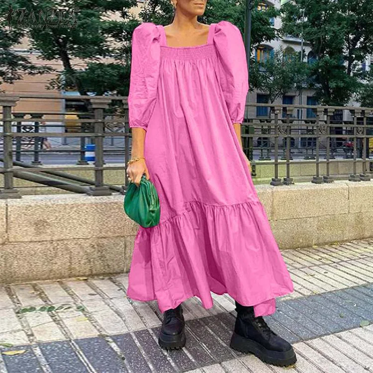 Loose Patchwork Women Pleated Dresses Puff Sleeve Slash Neck Casual Robe Solid High Quality Commute Ladies Vestidos Streetwear
Loose Patchwork Women Pleated Dresses Puff Sleeve Slash Neck Casual Robe Solid High Quality Commute Ladies Vestidos Streetwear