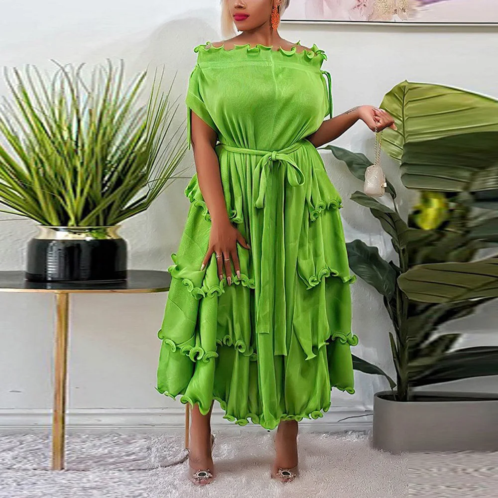 2021 Autumn Winter New Dress for Women's Green Orange Ruffles Off the Shoulder High Waisted Fashion Elegant Dinner Party Robes
2021 Autumn Winter New Dress for Women's Green Orange Ruffles Off the Shoulder High Waisted Fashion Elegant Dinner Party Robes