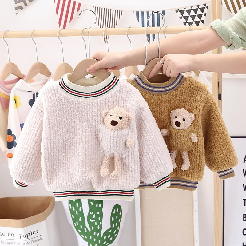 Children's Winter Clothes Fashion Cartoon Baby Boys Girls Thicken Sweatshirt Cute Bear Plus Velvet Todder Kids Warm Pullovers
Children's Winter Clothes Fashion Cartoon Baby Boys Girls Thicken Sweatshirt Cute Bear Plus Velvet Todder Kids Warm Pullovers
