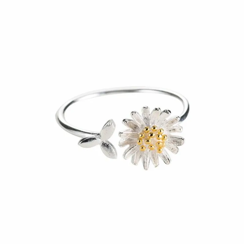 Кольцо женское из серебра 925 пробы с цветами ромашки | Украшения и аксессуары