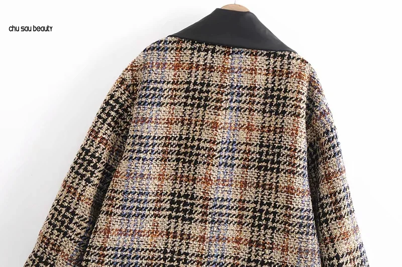 Women 2020 Fashion Patchwork Check Loose Tweed Blazers Coat Vintage Long Sleeve Pockets Female Outerwear Chic Tops C87
Women 2020 Fashion Patchwork Check Loose Tweed Blazers Coat Vintage Long Sleeve Pockets Female Outerwear Chic Tops C87