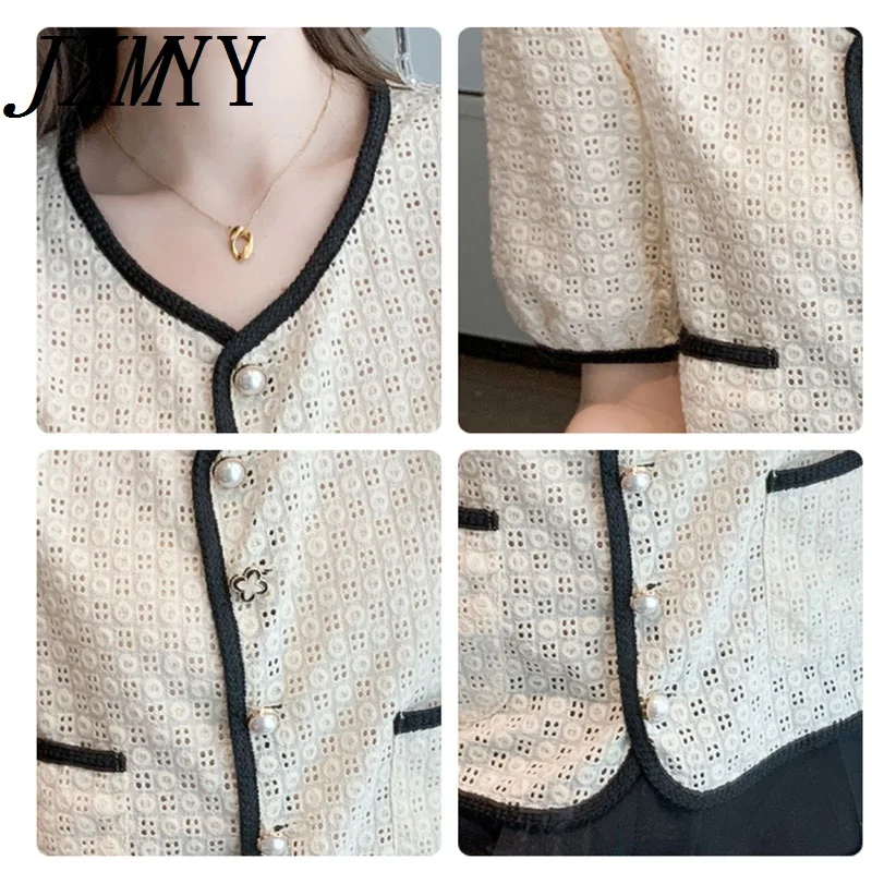 JXMYY 2021 Summer New Fashion Wild Hook Flower Hollow Round Neck Hit Color Short-Sleeved Shirt Blouse Summer
JXMYY 2021 Summer New Fashion Wild Hook Flower Hollow Round Neck Hit Color Short-Sleeved Shirt Blouse Summer