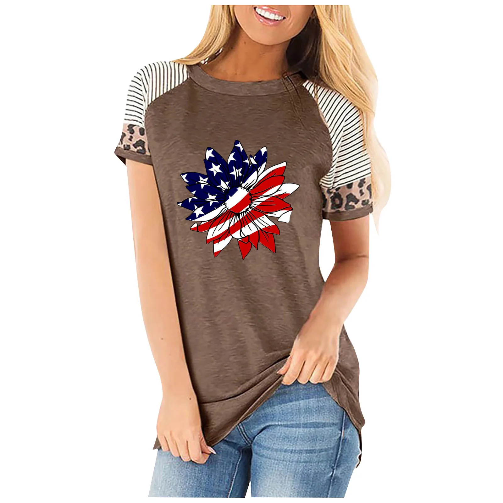 Women Fashion Patchwork Leopard Print Short Sleeve T-shirt Round Neck Top 90S Fashion Trends OverSize Blouse Big Size Ladies
Women Fashion Patchwork Leopard Print Short Sleeve T-shirt Round Neck Top 90S Fashion Trends OverSize Blouse Big Size Ladies