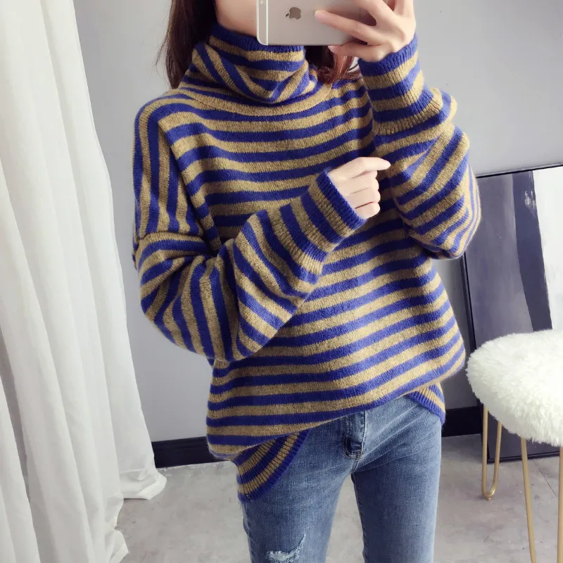 Female Knitted Sweater Striped Turtleneck Oversize Long Sleeve Winter Autumn Streetwear Wool Pullover Girl's Knit A88
Female Knitted Sweater Striped Turtleneck Oversize Long Sleeve Winter Autumn Streetwear Wool Pullover Girl's Knit A88