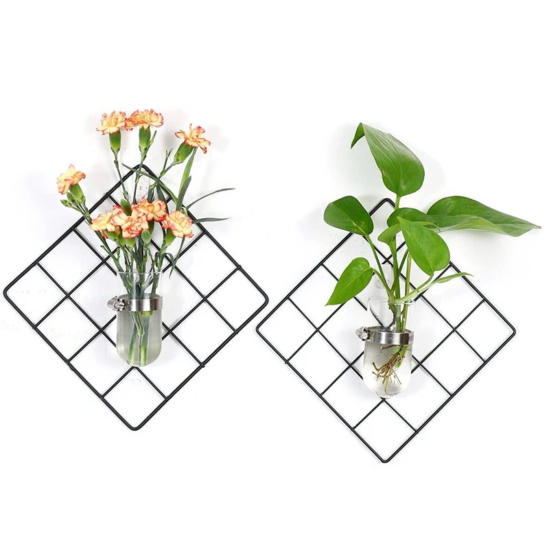 2 Pieces of Lacquered Wire Wall Grid Board, with Wall-Mounted Plant Glass Hanging Flower Pot Air Plant Bracket
2 Pieces of Lacquered Wire Wall Grid Board, with Wall-Mounted Plant Glass Hanging Flower Pot Air Plant Bracket