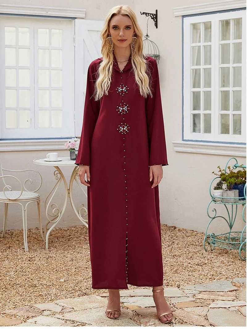 Платье-хиджаб для женщин с длинным рукавом бриллиантами | Тематическая одежда и