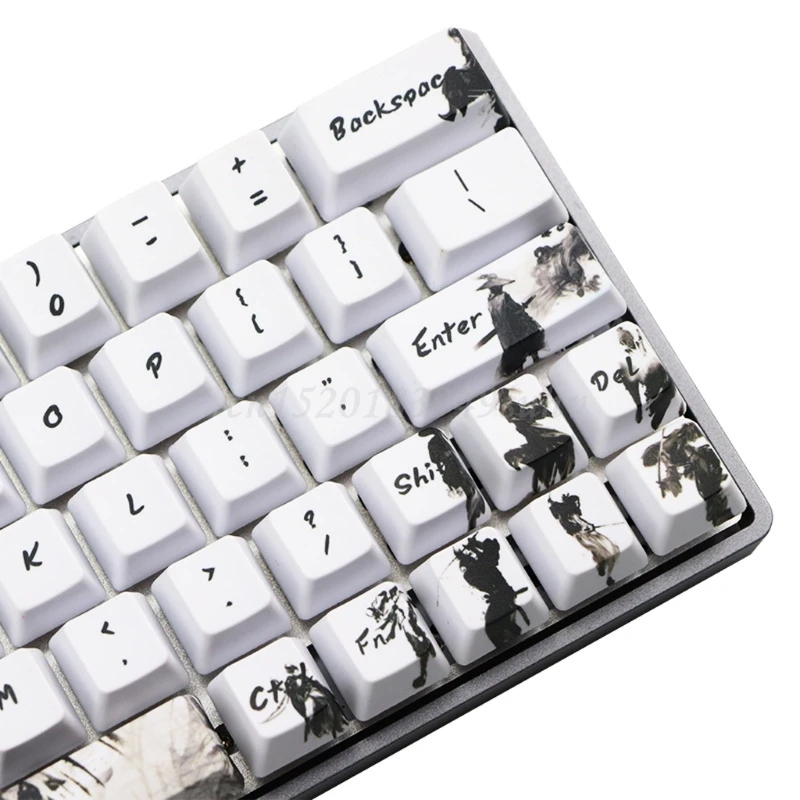 71 Keys Knight errant Keycap Ink Keycap 5-Surfaces Dye Sub OEM Profile ANIS Layout Augment Mechanical Keyboard Keycap