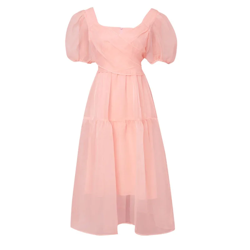 Elegant Designer Dress Women French Pink Bandage Dress Casual Puff Sleeve Slim Lace Chiffon Dress 2021 Autumn Women's Clothing
Elegant Designer Dress Women French Pink Bandage Dress Casual Puff Sleeve Slim Lace Chiffon Dress 2021 Autumn Women's Clothing
