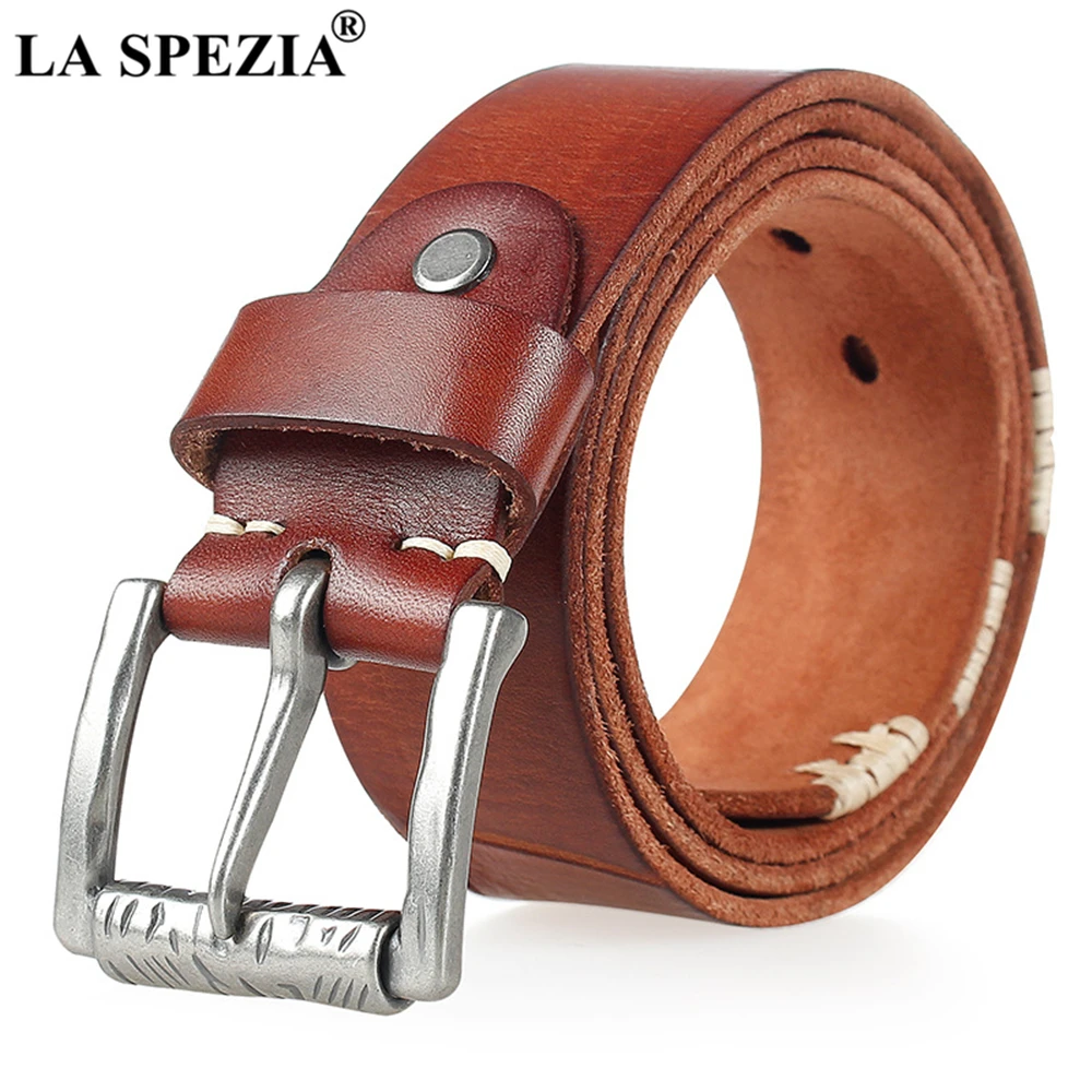 

LA SPEZIA Genuine Leather Belt Male Italy First Layer Cowskin Men Belt Casual High Quality Waist Belt 110cm 115cm 120cm