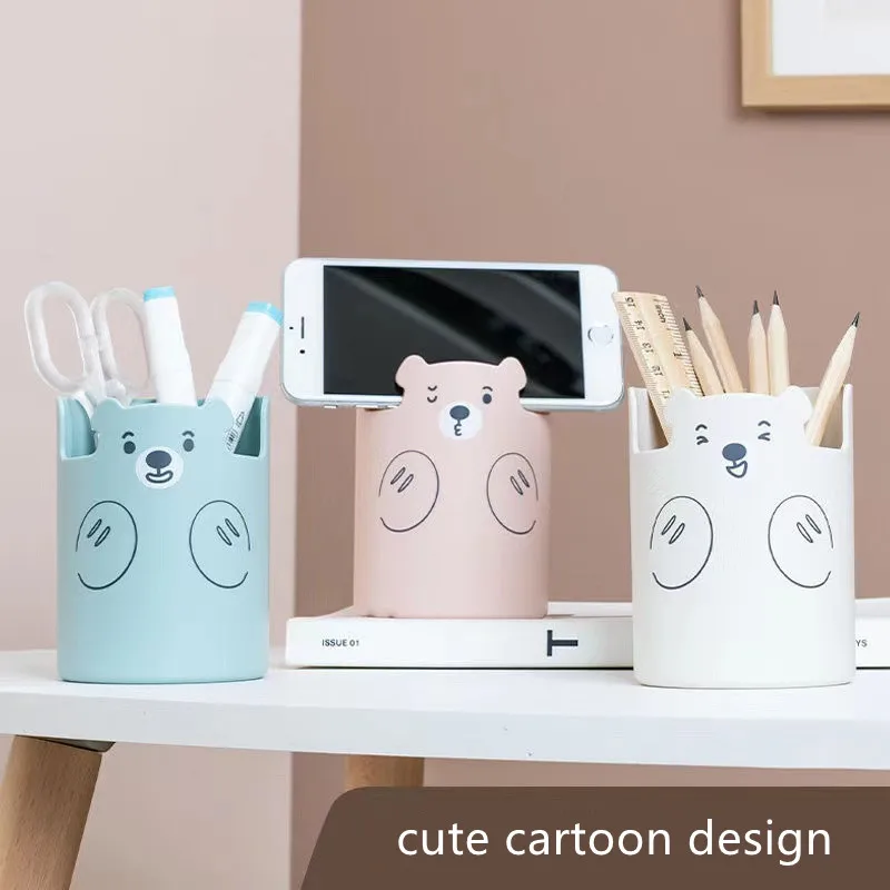 Cute Cartoon Bear Pen Holder Round Desktop Cosmetics Lipstick Brush Storage Box Large Capacity Pen Organizer School Stationery
Cute Cartoon Bear Pen Holder Round Desktop Cosmetics Lipstick Brush Storage Box Large Capacity Pen Organizer School Stationery