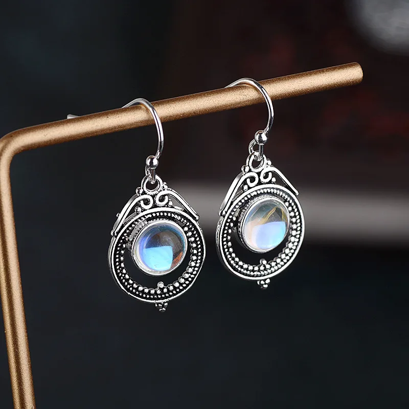 BLACK ANGEL New Vintage 925 sterling Silver Moonstone Drop Earrings Geometric Earrings For Women Korean Jewelry Oorbellen
BLACK ANGEL New Vintage 925 sterling Silver Moonstone Drop Earrings Geometric Earrings For Women Korean Jewelry Oorbellen