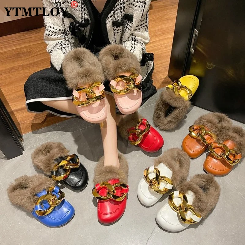 Autumn Winter Fashion Thick-Soled Cork Baotou Slippers Women's Warm Fur Shoes Metal Chain Half Ladies Plus Size Slippers
Autumn Winter Fashion Thick-Soled Cork Baotou Slippers Women's Warm Fur Shoes Metal Chain Half Ladies Plus Size Slippers