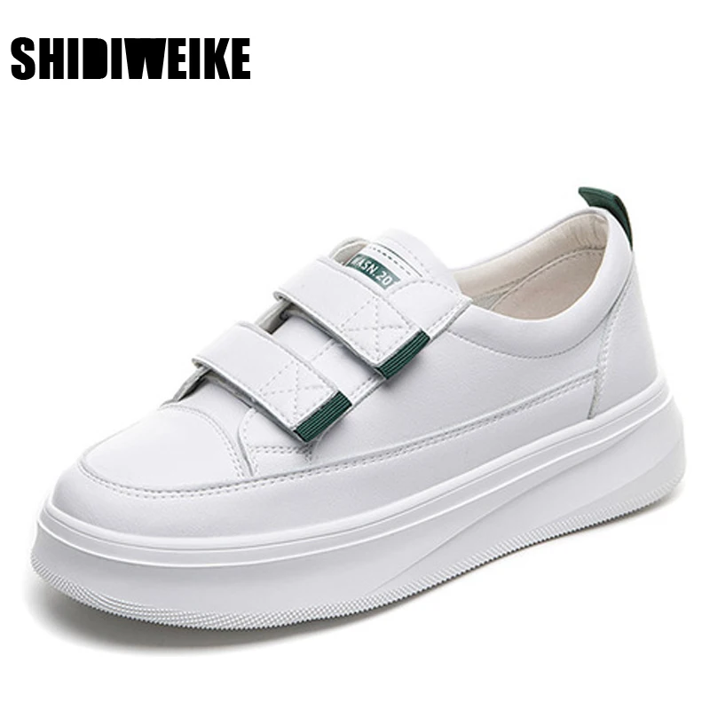 Genuine Leather Women Platform Sneakers autumn Velcro Little White Shoes Ladies Thick Bottom Vulcanized Shoes vc1128
Genuine Leather Women Platform Sneakers autumn Velcro Little White Shoes Ladies Thick Bottom Vulcanized Shoes vc1128