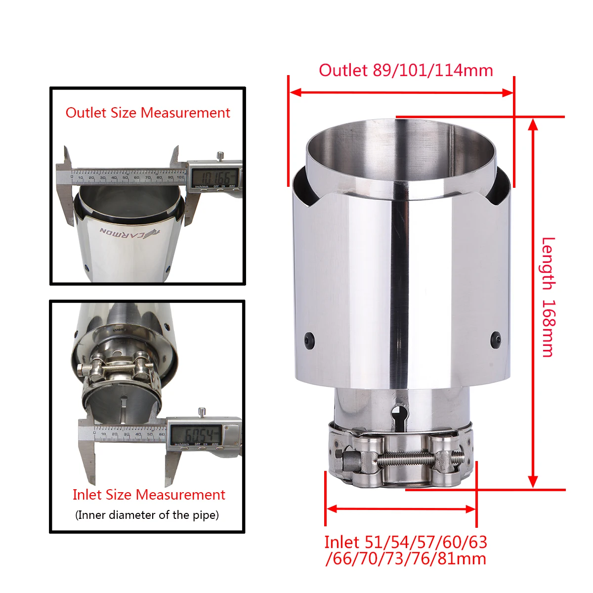 Car Universal Stainless Steel Muffler Tip Silver Color Tail Pipe Tip Muffler for BMW BENZ Audi VW Golf Parts 
Car Universal Stainless Steel Muffler Tip Silver Color Tail Pipe Tip Muffler for BMW BENZ Audi VW Golf Parts